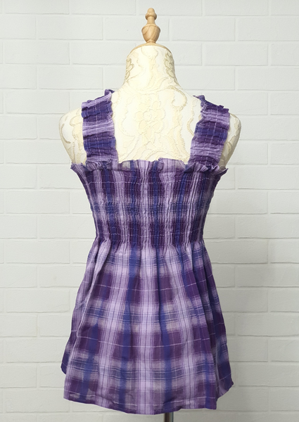 Purple Checkered 2 Way Cross Babydoll Top