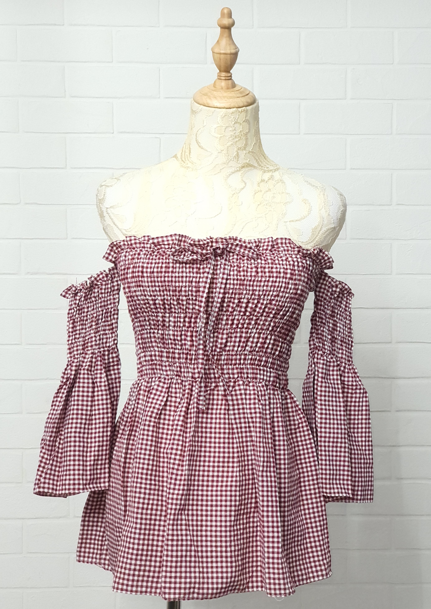 Purple Checkered Babydoll Top (Mid Sleeves)