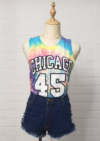 Tie Dye Crop Muscle Tank Top