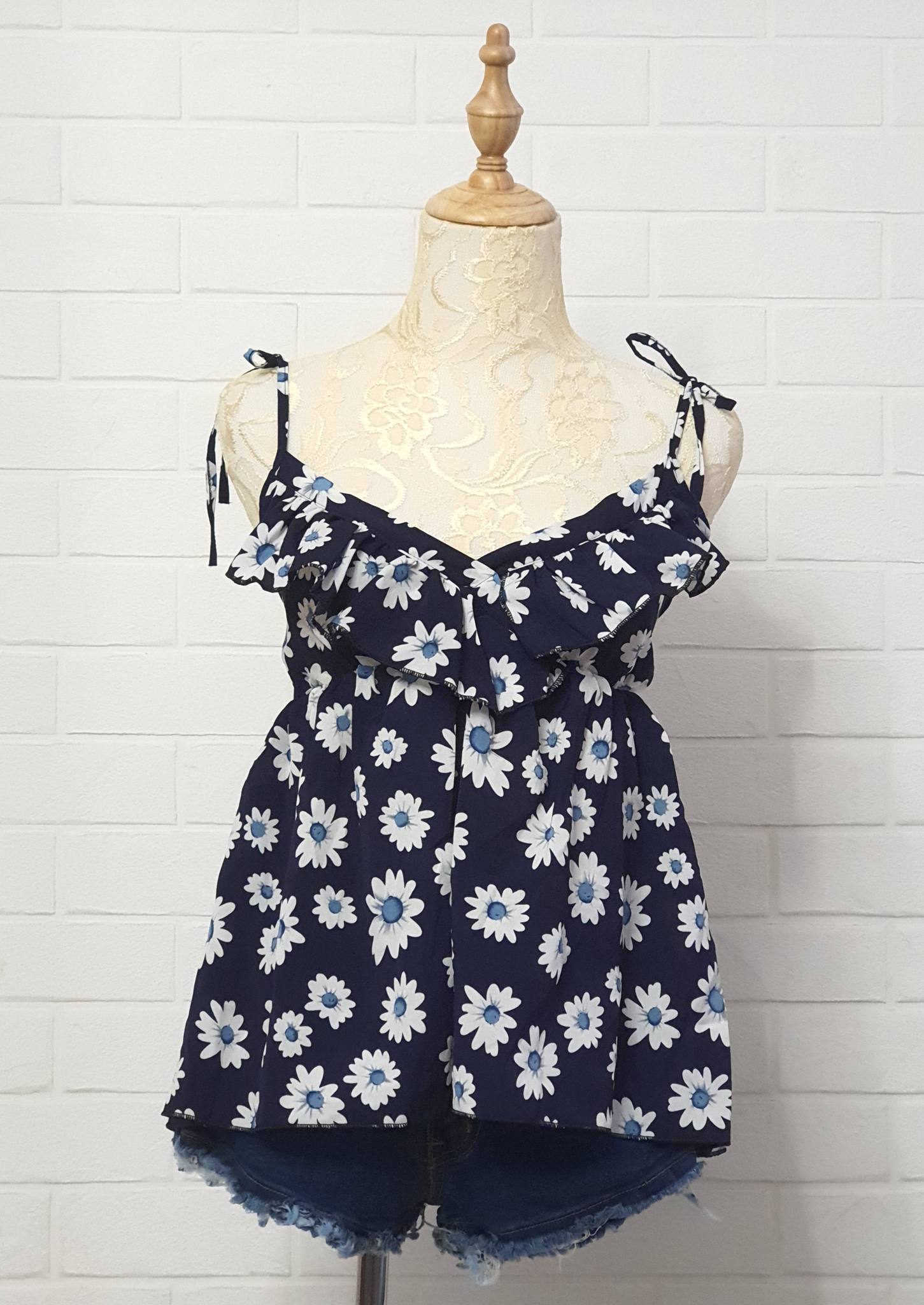 Floral Tie String Babydoll Top