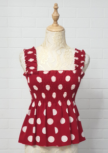 Red Polka Dot Babydoll Top