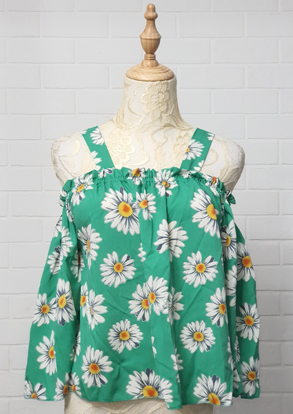 Green Floral Off Shoulder Top