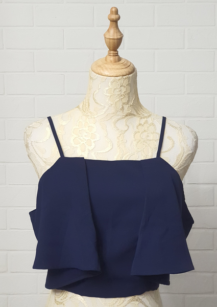 Navy Blue Crop Spag Top