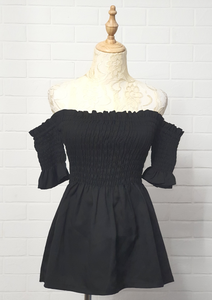 Black Babydoll Off Shoulder Top (Short Sleeves)