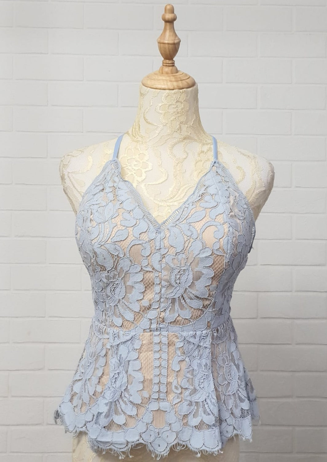 Blue Crochet Cross Back Top (Osmose)