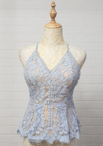 Blue Crochet Cross Back Top (Osmose)