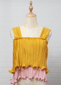 Mustard Pink Pleated Top